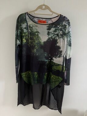 Clover Canyon Green, Black & Gray Layered Sheer Tunic